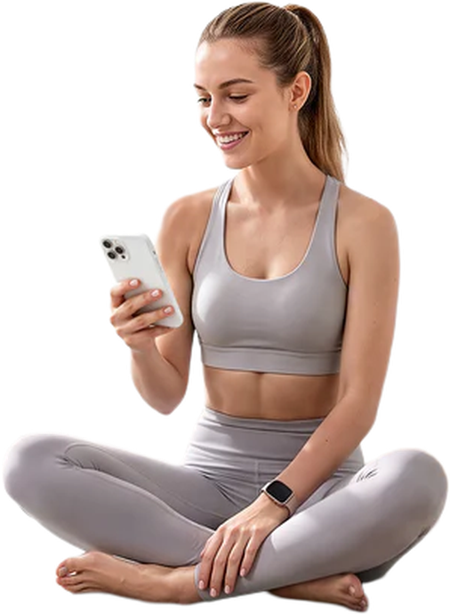 A woman checking her health at home with the Primary Health app